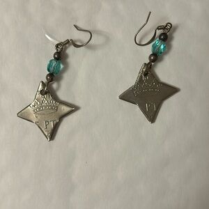 Coin Jewelry l Earrings/Star Earrings with Turquoise/Handmade Coin Earrings